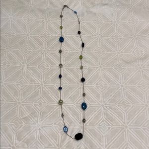 LOFT Blue and Green Long Beaded Necklace